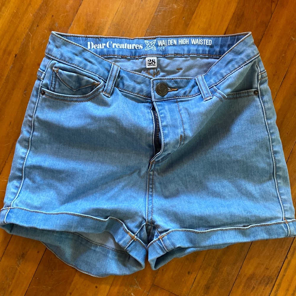 High waist light denim shorts dear creatures